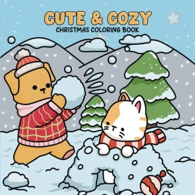 Abbildung von Cute &amp; Cozy Christmas Coloring Book: Bold and Easy Designs for Relaxation or a Perfect Gift Adults Teens