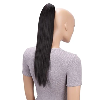 Abbildung von CAISHA 50cm Clip on Zopf Haarteil Pferdeschwanz Haarverlängerung Kunsthaar Glatt Dunkelbraun H146