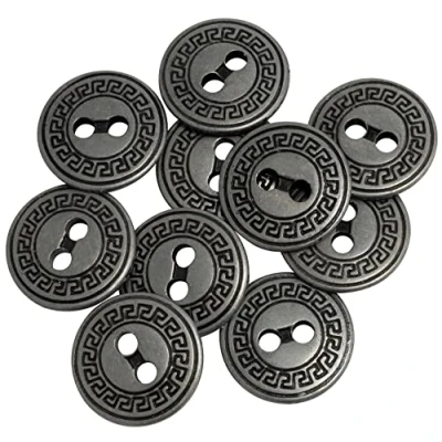 Abbildung von AERZETIX C65517 Set mit 10 Nähknöpfe aus Metall Ø15 mm 2 löchern Öffnung 3 fabre grau kurzwaren nähen kleidung handwerk jeans