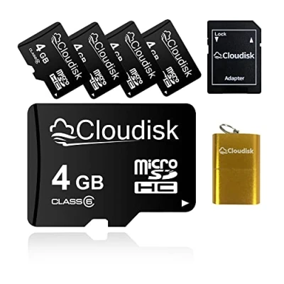 Abbildung von Cloudisk 5Pack 4GB Micro SD Karte 4 GB MicroSD Speicherkarte Class6 mit Kartenleser und Adapter, Bulk Sale