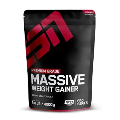 Abbildung von ESN Massive Weight Gainer, Vanilla Ice Cream, 4 kg, ideal für die Massephase, bis zu 536 kcal pro Portion, Pulver zum Masseaufbau und Zunehmen, geprüfte Qualität made in Germany
