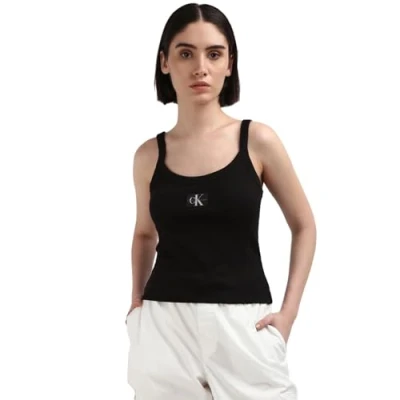 Abbildung von Calvin Klein Jeans Spaghettitop »WOVEN LABEL RIB TANK«, mit Logopatch