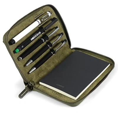 Abbildung von Londo Echtleder Padfolio mit Stifthalter Notepad und Reißverschluss