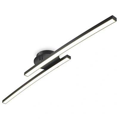 Abbildung von B.K.Licht Deckenlampe mit warmweißer Lichtfarbe, 12 Watt, 1300 Lumen, LED Deckenleuchte, Lampe, Wohnzimmerlampe, Schlafzimmerlampe, Küchenlampe, Deckenstrahler, 57,5x12x8,3, Schwarz