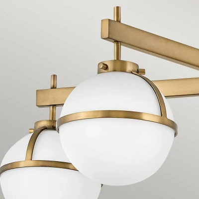 Abbildung von Elstead Lighting HK HOLLIS 5 O HB Badezimmerleuchte Deckenleuchte E14 5x40W IP44 Stahl Messing, Glas Opal geätzt H:30.5cm B:81.3cm dimmbar, mit