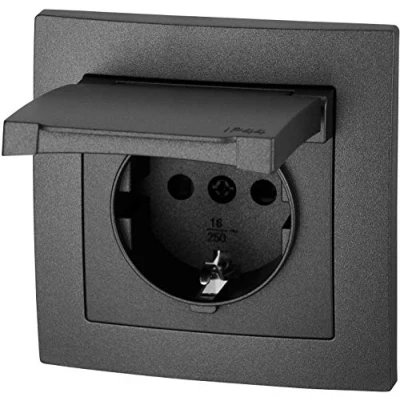 Abbildung von Unterputz Steckdose IP44, All in One, Serie ET 1 anthrazit