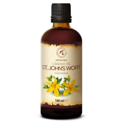 Abbildung von Johanniskrautöl 100ml Hypericum perforatum Natürlich Rotöl Johanniskraut Öl Mazerat intensive Pflege für Gesicht Körper Haut Haare Massage st Johns Wort Oil