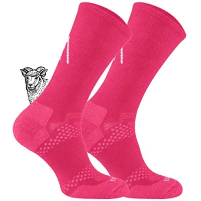 Abbildung von TODO BP LIGHT Dünn Merino Wandersocken Herren, Damen, Kinder Trekking Socken, Atmungsaktiv, 34% Merinowolle Blend Funktionssocken, Outdoor (27 30, Fuchsie)