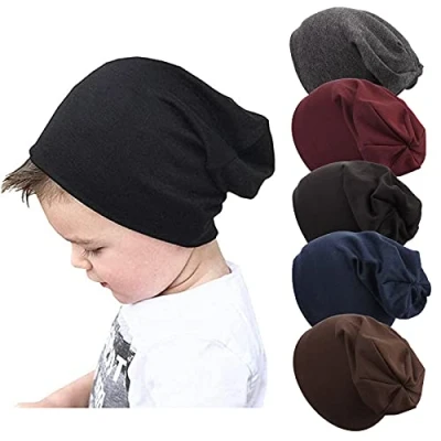 Abbildung von DRESHOW 5 Stück Unisex Baby Mütze Hut Junge Frühling Mützchen Kleinkind Wendemütze Jersey Slouch Beanie 6 60 Monate