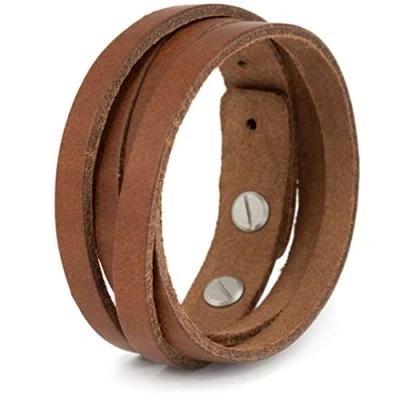 Abbildung von Simaru Lederarmband Herren aus Premium Leder Made in Germany, Männer Armband größenverstellbar schwarz, braun oder Hellbraun (Hellbraun)
