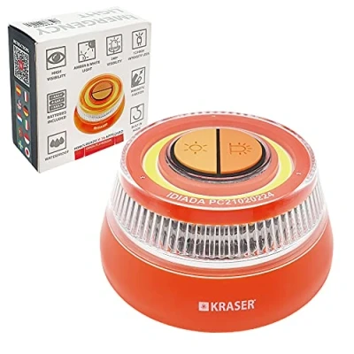 Abbildung von KRASER KR4V16N LED Licht, Camping Laterne, orange und weiße Beleuchtung, magnetische Magnetbefestigung, Aufhänger, AAA Batterien im Lieferumfang enthalten, Sicherheit
