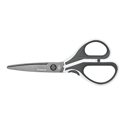 Abbildung von Wedo 9867 Edelstahlschere Cut it (17,5 cm Titanbeschichtung ergonomische Softtouch griffe) grau/weiß