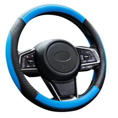 Abbildung von ZATOOTO Lenkradbezug Auto, Leder, 37 38cm, Anti Rutsch, Universal, Blau