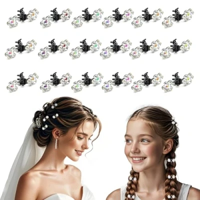 Abbildung von Kleine Haarspangen Damen Mädchen, 18 Stück Strass Elegant Blume Haarclips Haarklammern Friseurbedarf Hochzeit Party Abschlussball