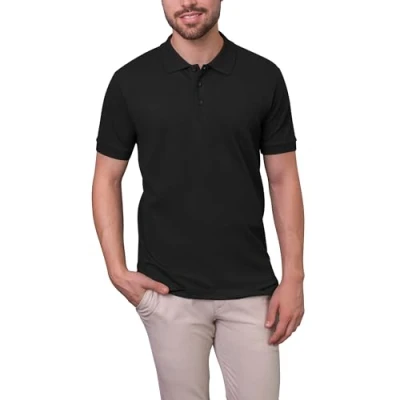 Abbildung von HRM Herren Luxury Stretch Polo, schwarz, Gr. 2XL I Premium Polo Shirt aus 95% Baumwolle &amp; 5% Elasthan Basic Polohemd bis 40C waschbar Hochwertige nachhaltige Bekleidung