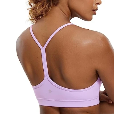 Abbildung von CRZ Yoga Damen Butterluxe Racerback Sport BH Gepolstert Ohne Bügel Y Rücken Bra Sommer Atmungsaktiv Spaghetti Top Elfen Purpur XL