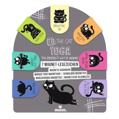 Abbildung von moses. Ed, the Cat Magnetlesezeichen 7 Magnetische Lesezeichen mit Katze in Yoga Positionen, 7er Set Bookmarks im Katzendesign