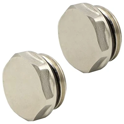 Abbildung von VARIOSAN Blindstopfen für Heizkörper und Verteiler 14245, 2 Stück, 1/2&quot;, selbstdichtend, Messing, vernickelt