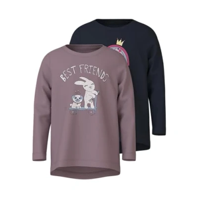 Abbildung von Name it Nmfviolet 2 PACK Langarmshirt für Kinder, Größe: 92, Dark sapphire