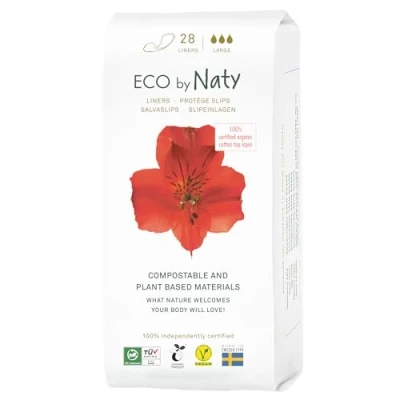 Abbildung von Eco by Naty Slipeinlagen für Damen Long Bio den täglichen Gebrauch, umweltfreundliche dünne, diskrete Hygiene Einlagen mit Baumwolle, um Sie frisch zu halten (28 Stück)