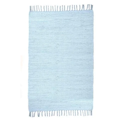 Abbildung von Theko Dhurry Teppich aus 100% Baumwolle Flachgewebe Happy Cotton handgewebt Farbe: Hellblau 40x60 cm
