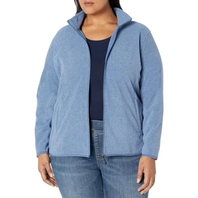 Abbildung von Amazon Essentials Damen Weiche Polarfleece Jacke mit durchgehendem Reißverschluss in klassischer Passform (erhältlich Übergrößen), Blau Heide, XXL