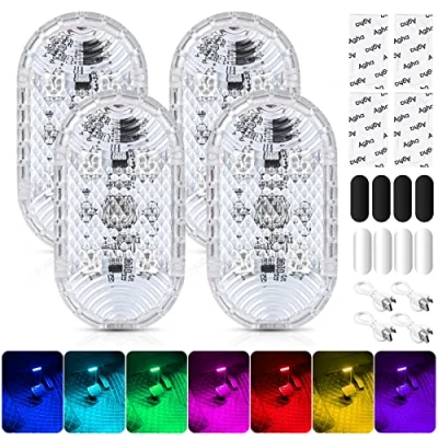 Abbildung von Auto LED Innenbeleuchtung, 4 Stück Magnetisch Touch Licht RGB 7 Farben Einstellbar Innenraum Ambientebeleuchtung für Wiederaufladbaren Mobilen Usb Zubehör Nachtlicht