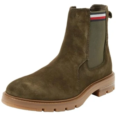 Abbildung von Tommy Hilfiger Herren Low Boot Stiefel Corpoarte Suede Chelsea Wildleder, Grün (Army Green), 40