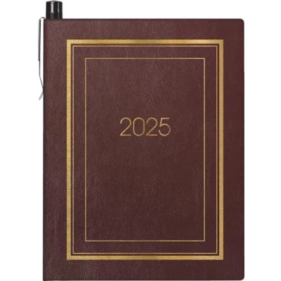 Abbildung von BRUNNEN Taschenkalender Modell 713 (2025), 2 Seiten = 1 Woche, A7, 160 Seiten, SOFT Einband mit Ziergoldrand, bordeaux