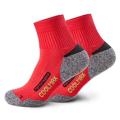 Abbildung von Piarini 2 Paar Coolmax Wandersocken Trekkingsocken Funktionssocken kurz rot 43 46