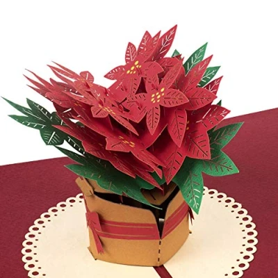 Abbildung von papercrush® Pop Up Karte Weihnachten „Weihnachtsstern“ 3D Weihnachtskarte für Frauen, Geschenkkarte mit Poinsettia zu Weihnachten, Grußkarte zur Adventszeit oder Weihnachtszeit