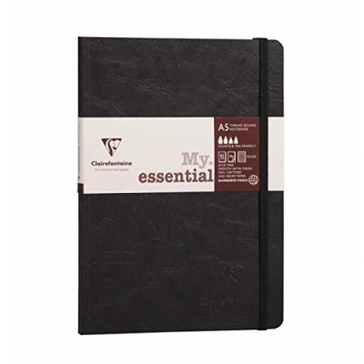 Abbildung von Clairefontaine 793461C Notizbuch AgeBag My Essentials, DIN A5, 14,8 x 21 cm, 96 Blatt, liniert, nummeriert, 90g, 1 Stück, schwarz