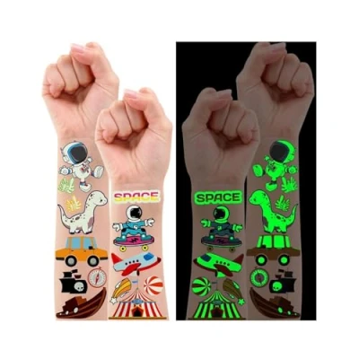 Abbildung von Leesgel Tattoo Kinder Jungen, 145 Stile Leucht Gemischte Cartoon Kindertattoos Aufkleber Sticker Kinder, Mitgebsel Kindergeburtstag Gastgeschenke Kleine Geschenke für Spielzeug