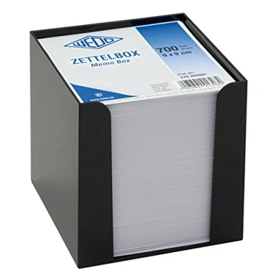 Abbildung von Wedo 270265001 Zettelbox Kunststoffbox (gefüllt, 9 x cm, circa 700 Blatt) schwarz