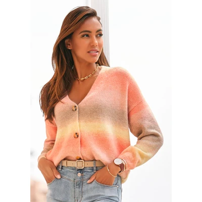 Abbildung von Lascana Strickjacke, Damen, Größe: 32/34, Apricot gelb braun