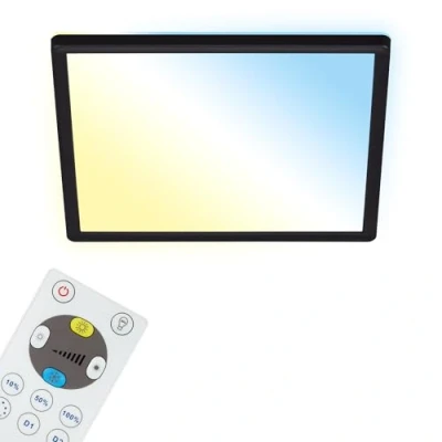 Abbildung von BRILONER Leuchten LED Panel, Deckenleuchte dimmbar, Deckenlampe mit Backlight, inkl. Fernbedienung, 18 Watt, 2400 Lumen, Weiß Schwarz, 293x293x28mm (LxBxH) 7081 015
