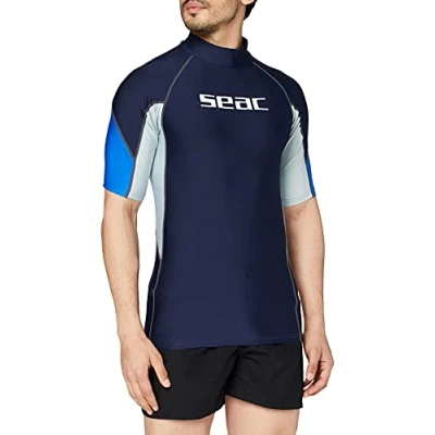 Abbildung von Seac RAA Short Evo Man Rash Guard UV Schutz Shirt zum Schnorcheln und Schwimmen Kurzarm für Herren
