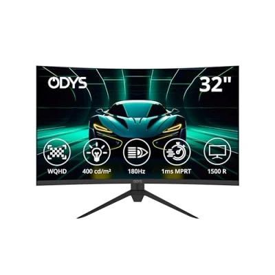 Abbildung von Odys XP32 PRO X Curved Gaming Monitor 32 Zoll (80 cm), 180 Hz, WQHD (2.560x1.440 px), 1 ms Reaktionszeit (MPRT), HDR, 1500R, FreeSync/G Sync kompatibel, Eye Care, HDMI, Display Port, 3,5mm Audio