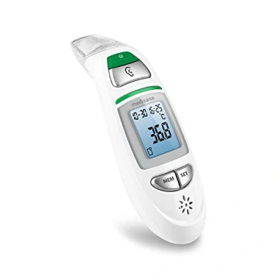 Abbildung von medisana TM 750 digitales 6in1 Fieberthermometer Ohrthermometer für Babys, Kinder und Erwachsene, Stirnthermometer mit visuellem Fieberalarm, Speicherfunktion Messung von Flüssigkeiten, Weiß