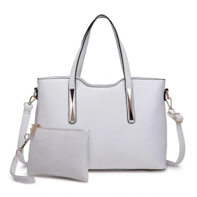 Abbildung von Miss Lulu Handtasche Damen, Tasche damen Shopper, Mittelgroß Schultertaschen 2 Pieces Set (Weiß)