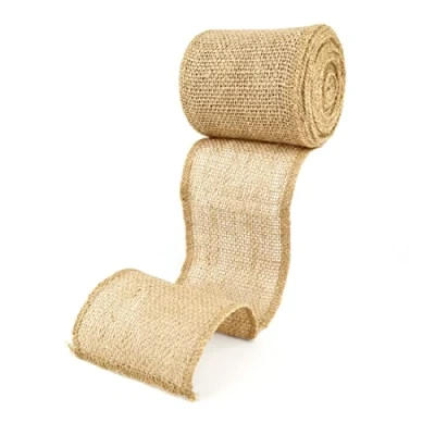 Abbildung von D.RECT Juteband Natur Braun Rolle 10x500cm 10cm Breit Jute Geschenkband Vintage Dekoband Hochzeit Jutestoff für Floristik und Dekoration