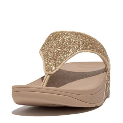 Abbildung von Fitflop LULU TOE POST Glitter Zehentrenner, Damen, Größe: 37, Irish cream Schuhe