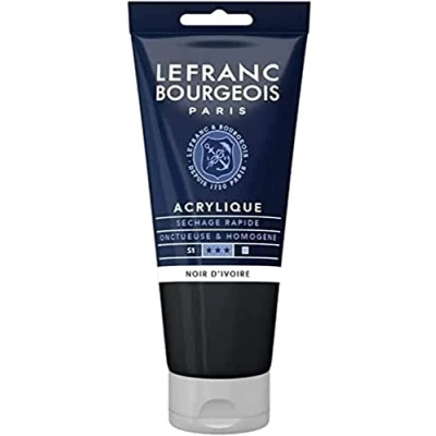 Abbildung von Lefranc Bourgeois 300376 Fine Acrylfarbe Elfenbeinschwarz, 80ml Tube, cremige auf Wasserbasis, schnell trocknend, lichtecht, wasserfest
