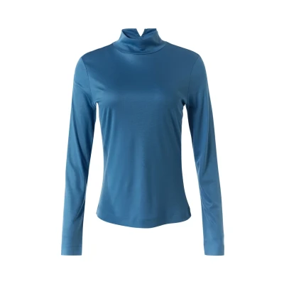 Abbildung von comma MIT Stehkragen Langarmshirt, Damen, Größe: 42, Royalblau