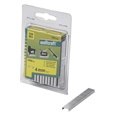 Abbildung von wolfcraft Breitrückenklammern, extra harter Stahl, Typ 053 I 7021000 2400 Klammern zum Befestigen von Stoffen, Textilien und dünnen Holzleisten