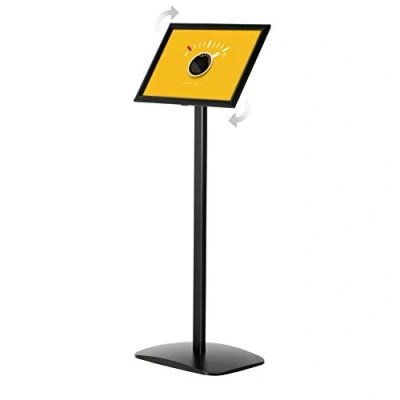 Abbildung von DISPLAY SALES Infoständer für DIN A3 Plakate Informationsständer schwarz (1,20 m Gesamthöhe) Schwere Alu Fußplatte Infohalter Hoch /Querformat Einsatz