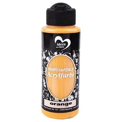 Abbildung von Ideen mit Herz Acrylfarbe Multisurface Allzweckfarbe zum Bemalen von Holz, Glas, Polyester, Keramik, Porzellan, Terracotta, Styropor, Stoff, Leder Universalfarbe auf Wasserbasis 120ml (orange)