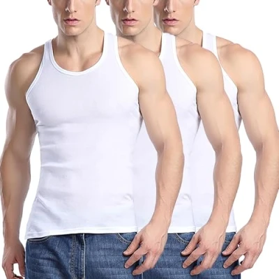 Abbildung von TANTOMI Unterhemd Herren 3er Pack, Tank Top, Unterhemden, Schwarz Weiss, Geeignet für Sport, Fitness und Den Alltag