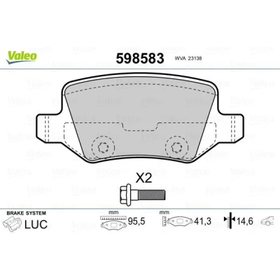 Abbildung von VALEO 598583 Bremsbelagsatz Hinterachse exkl. Verschleißwarnkontakt mit Sicherungsschraubensatz, Anti Quietsch Blech MERCEDES BENZ: B Class