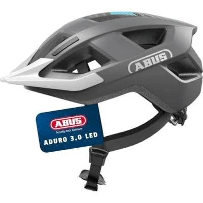 Abbildung von ABUS Fahrradhelm Aduro 3.0 LED Sportiver City Helm in stilvollem Design für alltägliche und sportliche Touren mit Rücklicht Damen Herren Größe L, Grau